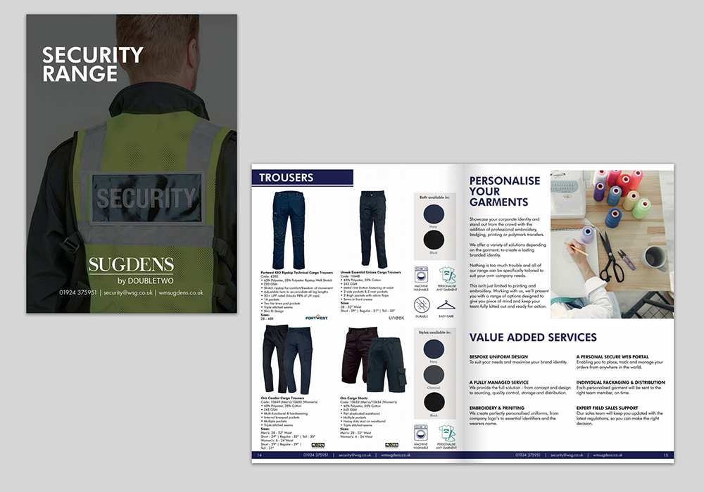 Brochure Design and Print for Wm Sugdens in Wakefield | Uniform and Workwear